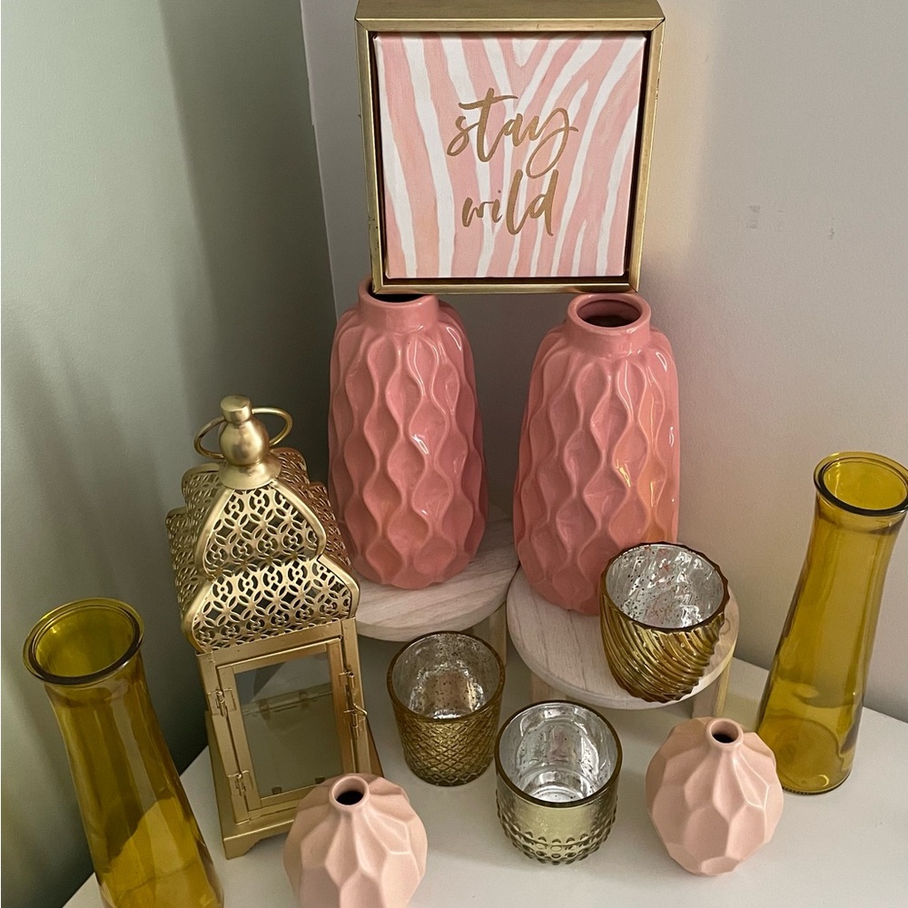 Pink Ceramic Vase Set